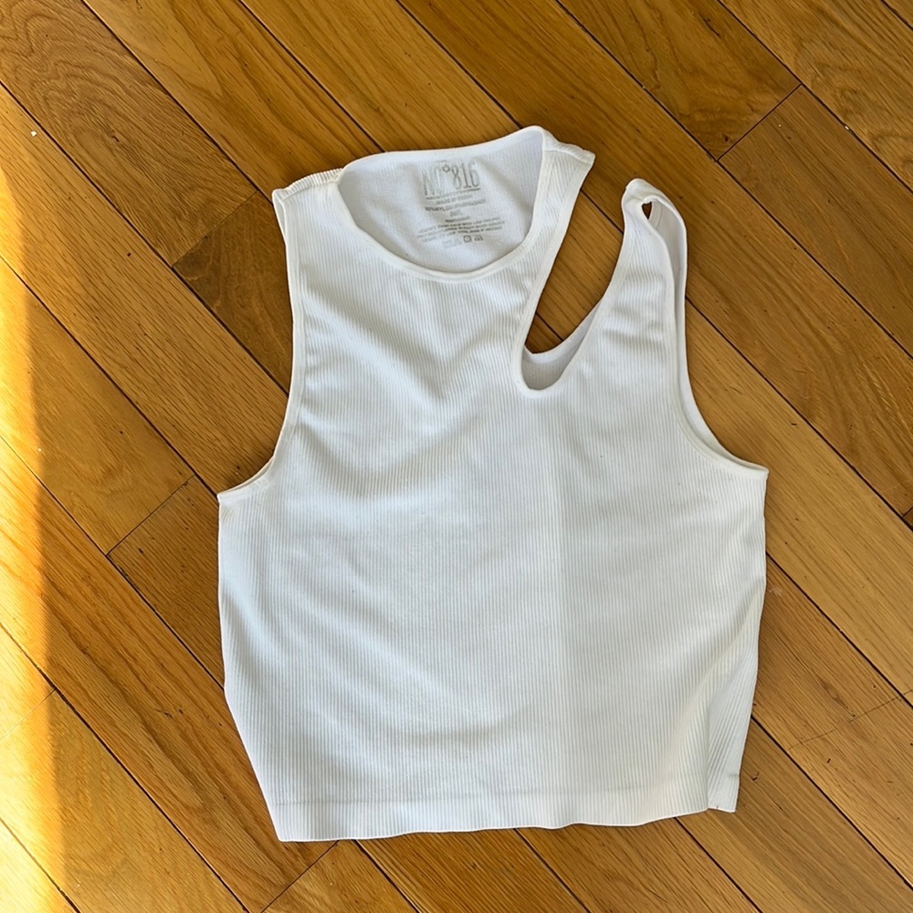 White asymmetrical tight top